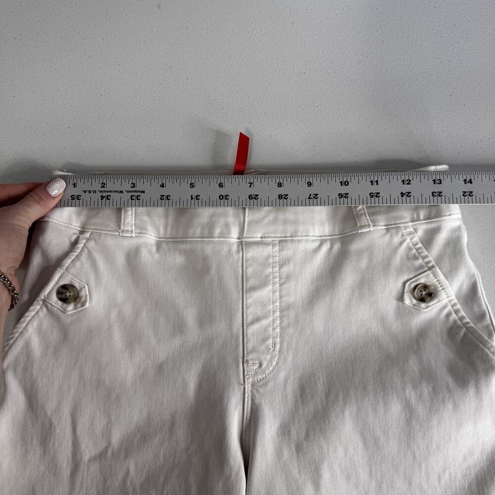 SPANX Stretch Twill Crop Wide Leg Pants Womens M Petite White Coastal Nautical - Picture 7 of 11